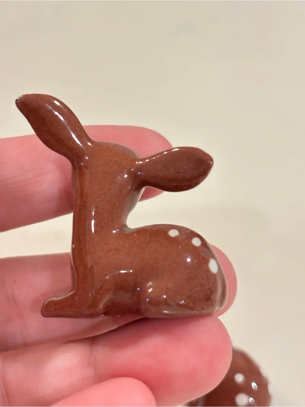 Vintage Hagen Renaker Mini Fawns Sitting And Sleeping Brown Spotted Deers